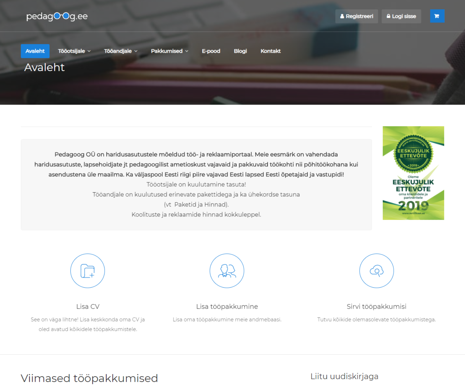 Pedagoogi portaali avaleht